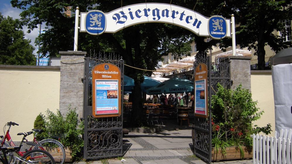 The entrance to the Löwenbräukeller beer garden